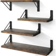thumbnail image 1 of BAYKA Wall Shelves for Bedroom Decor, Floating Wall Shelves for Living Room Kitchen Storage, Wall Mounted Rustic Wood Floating Shelves for Kids Books, Corner Shelf for Bathroom(Rustic Brown，Set of 4), 1 of 12