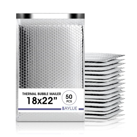 BAYLUE Thermal Bubble Mailer (50 Pack) - Silver Self-Seal Insulated Envelopes f