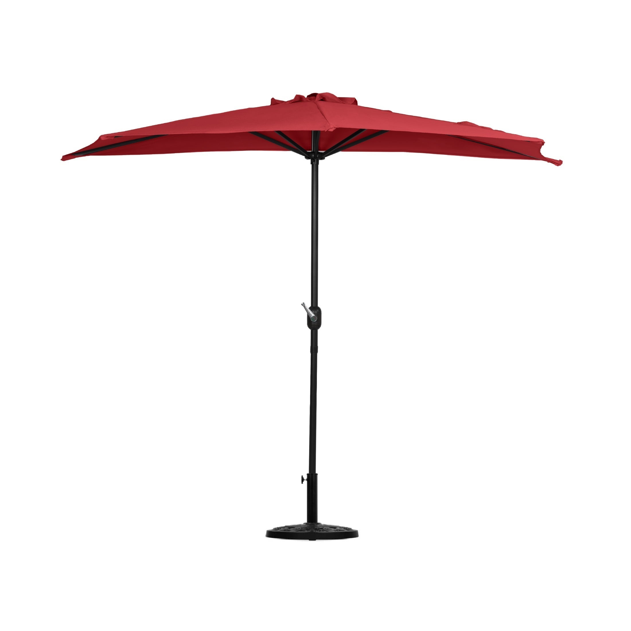 BAYSHORE 9 Ft Half Umbrella with Resin Concrete Base Included for Oudoor Patio, Red