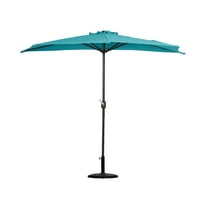 BAYSHORE 9 Ft Half Umbrella with Resin Concrete Base Included for Oudoor Patio, Turquoise