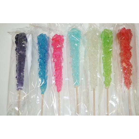 BAYSIDE CANDY ROCK CANDY CRYSTAL STICKS ASSORTED, WRAPPED 30 PIECES!!!