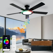 BAYSQUIRREL 52" Ceiling Fans with Lights,Bluetooth Ceiling Fan with Speaker,6-Speed Reversible Motor,Full-Spectrum Adjustable Lighting,Edge Ambient Lights,Low Profile Ceiling Fan with Light and Remot