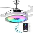 thumbnail image 1 of BAYSQUIRREL Retractable Bluetooth Ceiling Fan with Light and Speaker, Flush Mount Ceiling Fans,RGB-LED 6 Speed Reversible Modern Invisible Ceiling Fans,Remote and APP Control, 1 of 7