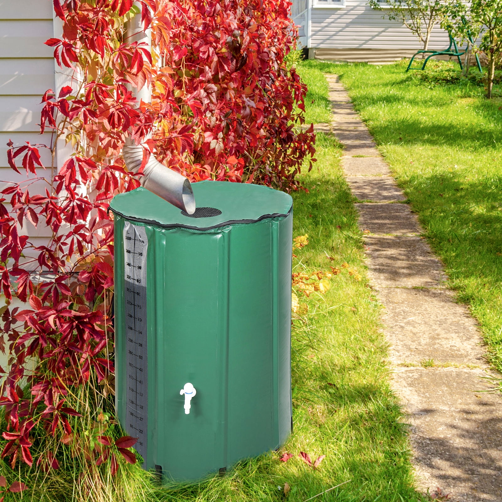 BAYUELSWU 100 Gallon Rain Water Collection Barrel, Portable Water Storage Tank Collapsible Rain Barrel with Scale, Rainwater Collection System Kit
