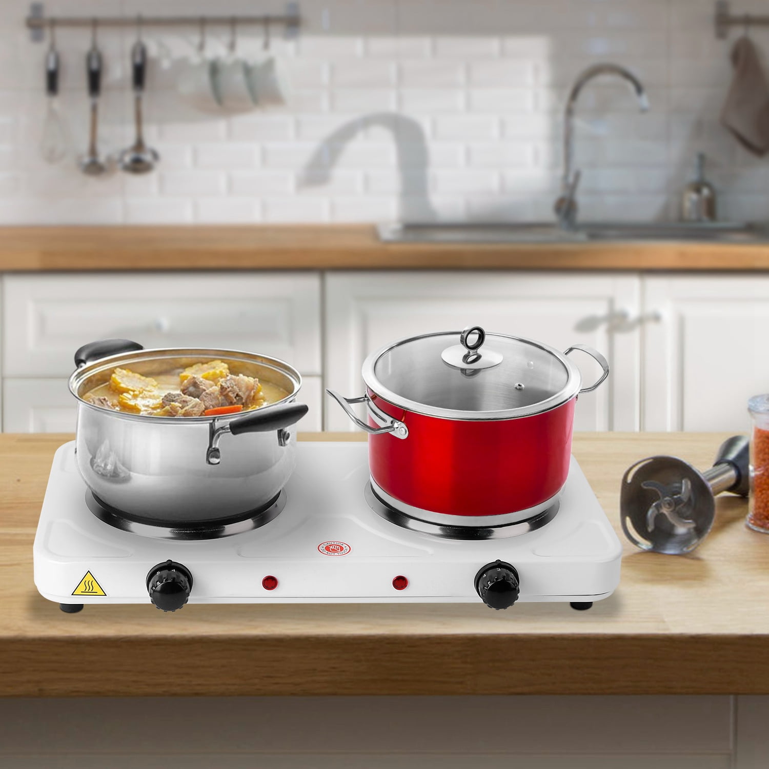 BAYUELSWU 2000W Hot Plate, Portable Electric Stove Countertop W/ Double Burners, Glass Stove Suitable for RV/Home/Camp, Easy to Clean