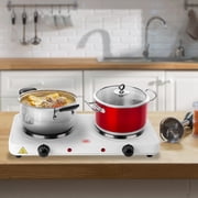 BAYUELSWU 2000W Hot Plate, Portable Electric Stove Countertop W/ Double Burners, Glass Stove Suitable for RV/Home/Camp, Easy to Clean