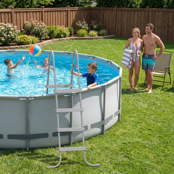 BAYUELSWU 4 Steps Pool Ladder, Above Ground Swimming Pool Ladder, Heavy-Duty Safety Step Pool Stairs for 52" Wall Height Pools, Max Load Capacity 300 lbs