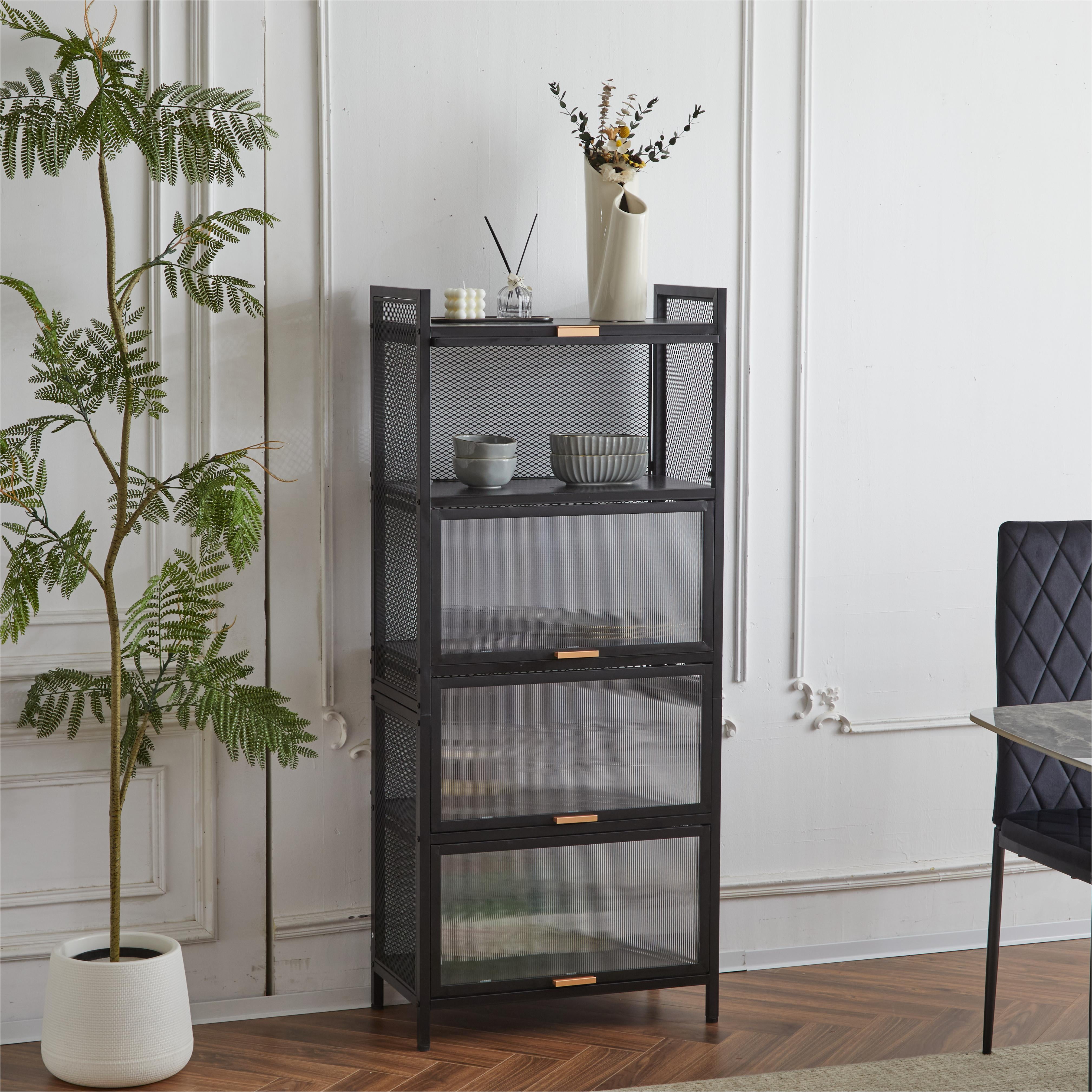 BAYUELSWU 5-Tier Kitchen Storage Cabinet with Cabinet Door, Carbon ...