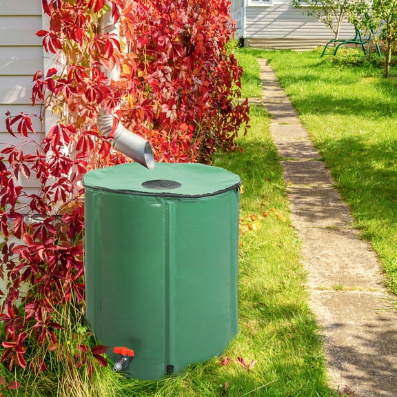 BAYUELSWU 50 Gallon Rain Water Collection Barrel, Portable Water Storage Tank Collapsible Rain Barrel with Scale, Rainwater Collection System Kit