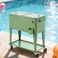 thumbnail image 1 of BAYUELSWU 80 Quart Patio Cooler Rolling Cooler Ice Chest with Wheels, Cooler Carts Square with Shelf & Bottle Opener Portable for Outdoor Indoor Patio Party Camping Patio (Green), 1 of 6