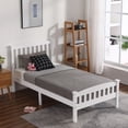 thumbnail image 1 of BAYUELSWU Bed Frame with Headboard and Footboard, Vertical Wood Bed Frame for Bedroom, White - 42.44" x 78.94" x 39.17", 1 of 6