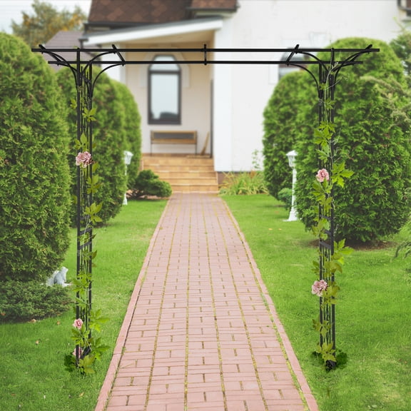 BAYUELSWU Flat Top Garden Arch Trellis, Garden Arch Trellis for Climbing Plants Outdoor, Decorative Metal Archway for Lawn, Patio, Backyard