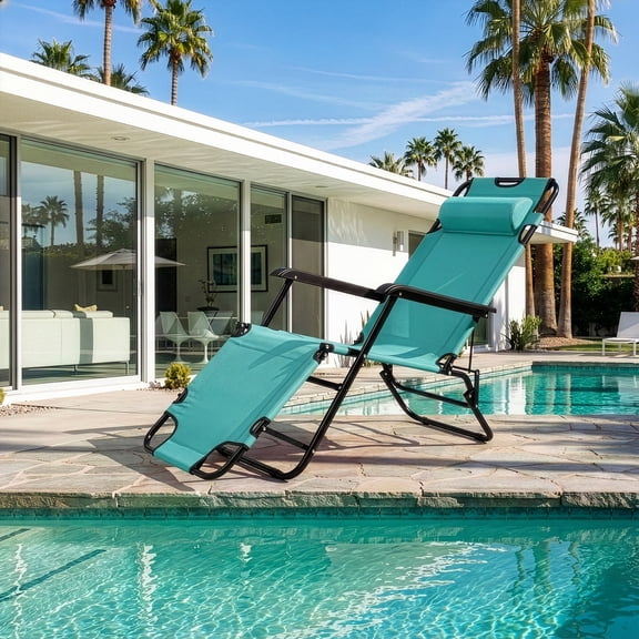 BAYUELSWU Folding Zero Gravity Chairs with Pillow, Portable Reclining Lounge Chairs for Pool, Patio, Backyard, Beach, Patio (Green)