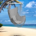 thumbnail image 1 of BAYUELSWU Hammock Chair Swing with 2 Cushions, Hanging Rope Rope Swing with Tassel Perfect for Indoor/Outdoor (Gray), 1 of 6
