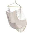 thumbnail image 1 of BAYUELSWU Hammock Chair with 2 Cushions, Hanging Rope Rope Swing with Tassel for Indoor/Outdoor, Garden Yard, Backyard, Living Room (Beige), 1 of 6
