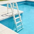 thumbnail image 1 of BAYUELSWU Heavy Duty In-Pool Ladder, 5-Step Angled with Dual Handrails, Swimming Pool Step Pool Stairs for Above Ground Pools, Adjustable from 47" to 54" (White), 1 of 6