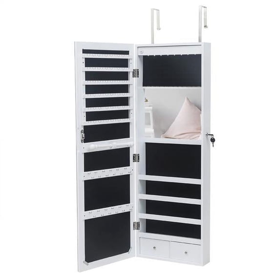 BAYUELSWU Jewelry Holders with Mirror, Jewelry Mirror Cabinet, Hanging Mirror Jewelry Armoire for Door/Wall Mounted (Model B)