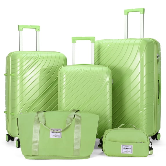 BAYUELSWU Luggage Sets 5 Piece Expandable Suitcase Set with Toiletry Bag + Duffel Bag, Hardside Expandable Suitcase with TSA Lock, Durable Travel Luggage (Green)