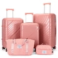 thumbnail image 1 of BAYUELSWU Luggage Sets 5 Piece Expandable Suitcase Set with Toiletry Bag + Duffel Bag, Hardside Expandable Suitcase with TSA Lock, Durable Travel Luggage (Pink), 1 of 8