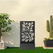 BAYUELSWU Metal Planter Box with Trellis, Outdoor Raised Garden Bed, Elevated Planter for Garden, Patio, Balcony Black
