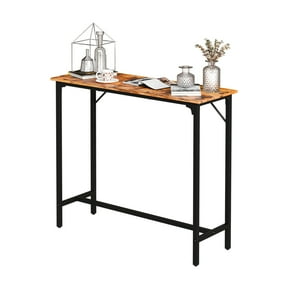 BAYUELSWU Narrow Console Table, 43" High Top Pub Table for Home Kitchen, Living Room, Bistro, Easy to Assemble (Brown)