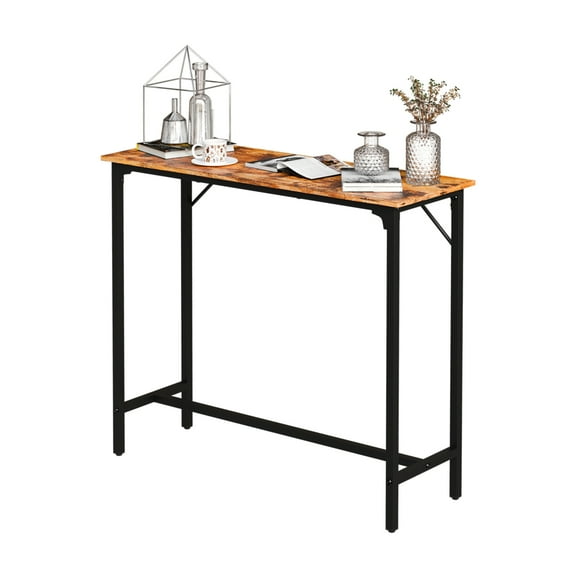 BAYUELSWU Narrow Console Table, 43" High Top Pub Table for Home Kitchen, Living Room, Bistro, Easy to Assemble (Brown)