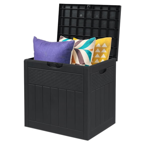 BAYUELSWU Outdoor Storage Box 33 Gallon Deck Box Waterproof Resin Deck Box Large Storage Container for Patio Furniture, Cushions, Garden Tools, Sports Equipment and Pool Supplies