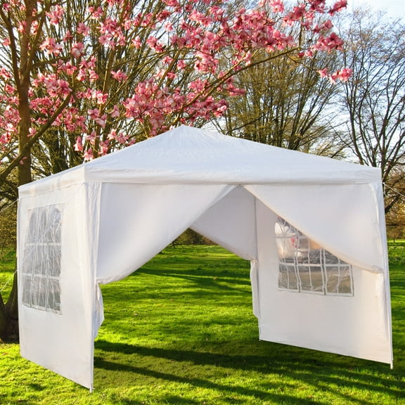 BAYUELSWU Pop-up Canopy Tent 10 x10 Ft Carpas para Patio Two Doors & Two Windows Practical Waterproof Right-Angle Folding Tent for Camping, Patio, Party, Backyard (White)