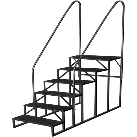 BAYUELSWU RV Steps with 2 Handrail, 6 Steps Ladder Hot Tub Steps, Anti-slip RV Stairs, Portable Stairs Steps for RV, Heavy Duty Steel Mobile Home Stairs for Reaching and Getting High