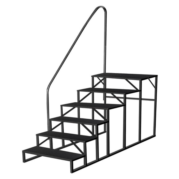 BAYUELSWU RV Steps with Handrail, 6 Step RV Stairs 660 lbs Load Capacity, Ladder Hot Tub Steps with Handrail, Step Ladder with Anti-Slip Panel for Reaching and Getting High