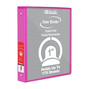 BAZIC 1 Inch Fuchsia 3-Ring View Binder w/ 2-Pockets