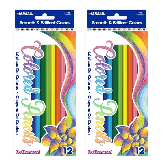 BAZIC 12 Colored Pencils, Pencil Set for Art Drawing Sketching, 2-Packs
