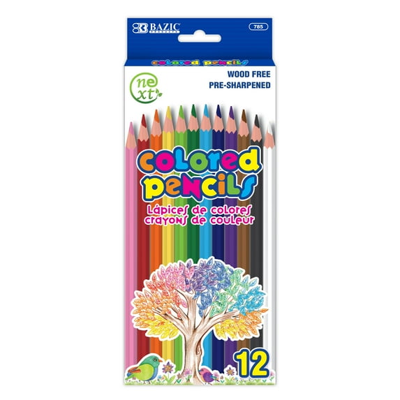 BAZIC 12 Colored Pencils, Set for Art Drawing Sketching, 1-Pack