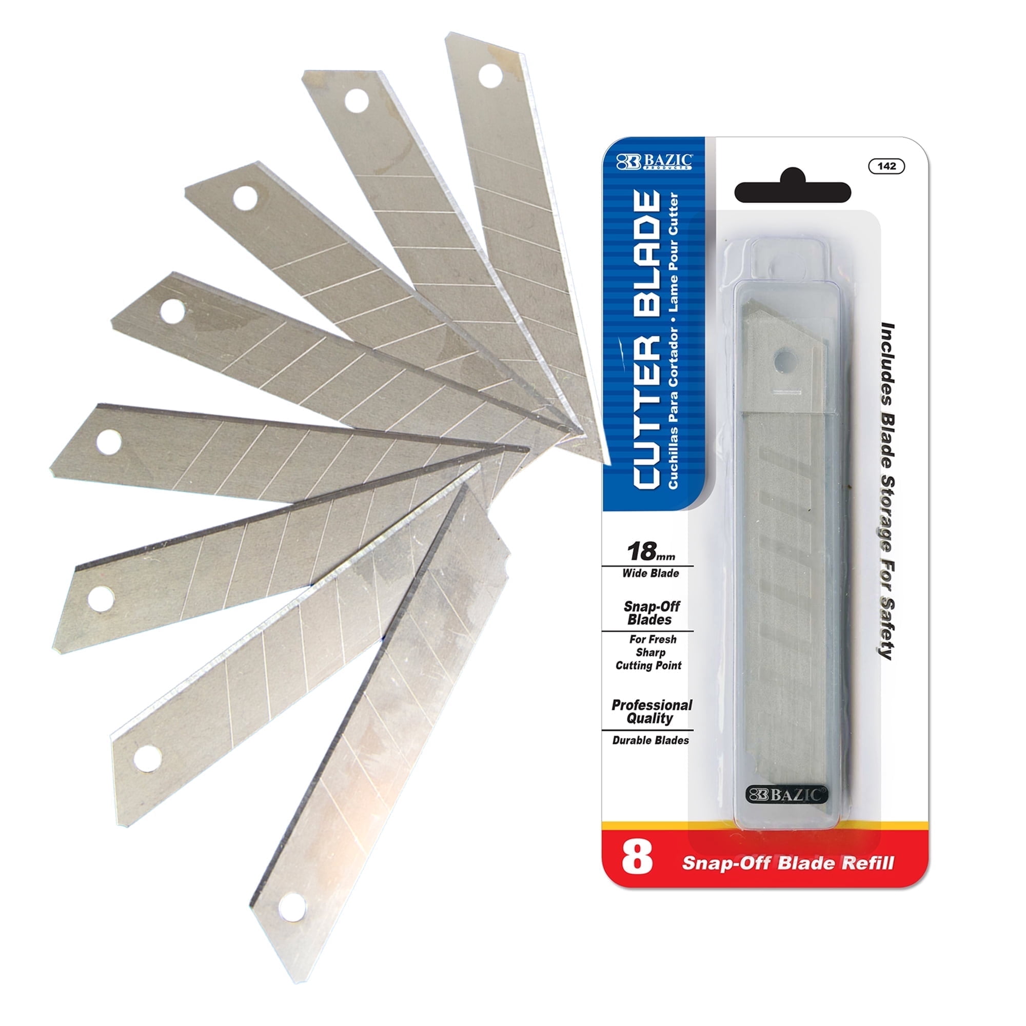 BAZIC 18mm Replacement Blade, Wide Knife Cutter Blade, Tube Storage, 192-Count