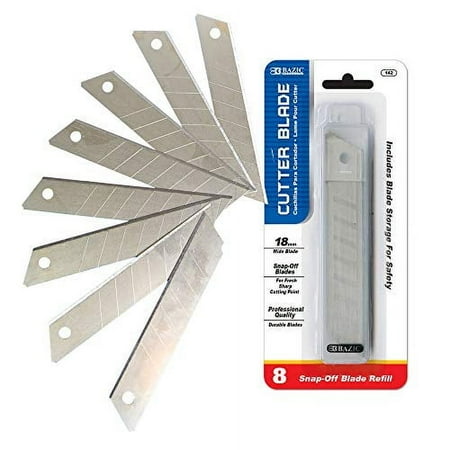 BAZIC 18mm Replacement Blade, Wide Knife Cutter Blade, Tube Storage, 8-Count
