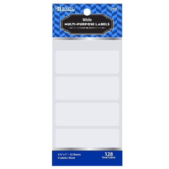 BAZIC 2 3/4" X 1" White Multipurpose Label (128/Pack) [3802]