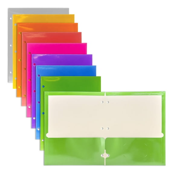 BAZIC 2 Pockets Paper Folder, Metallic Laminated Portfolio 3 Hole, 8-Pack