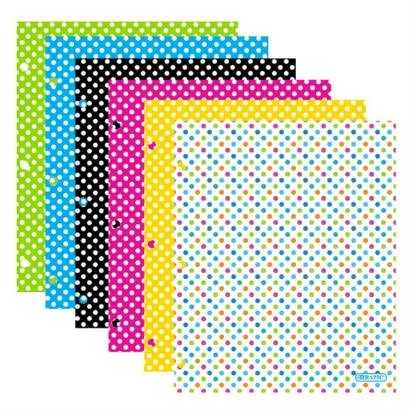 BAZIC 2 Pockets Paper Folder, Polka Dot Portfolio, Document Folders, 6-Pack