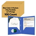 thumbnail image 1 of BAZIC 2 Pockets Poly Folder, 3 Prong Fastener Clip, Blue Color, 100-Count, 1 of 7