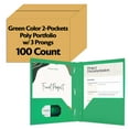 thumbnail image 1 of BAZIC 2 Pockets Poly Folder, 3 Prong Fastener Clip, Green Color, 100-Count, 1 of 7