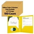thumbnail image 1 of BAZIC 2 Pockets Poly Folder, 3 Prong Fastener Clip, Yellow Color, 100-Count, 1 of 7