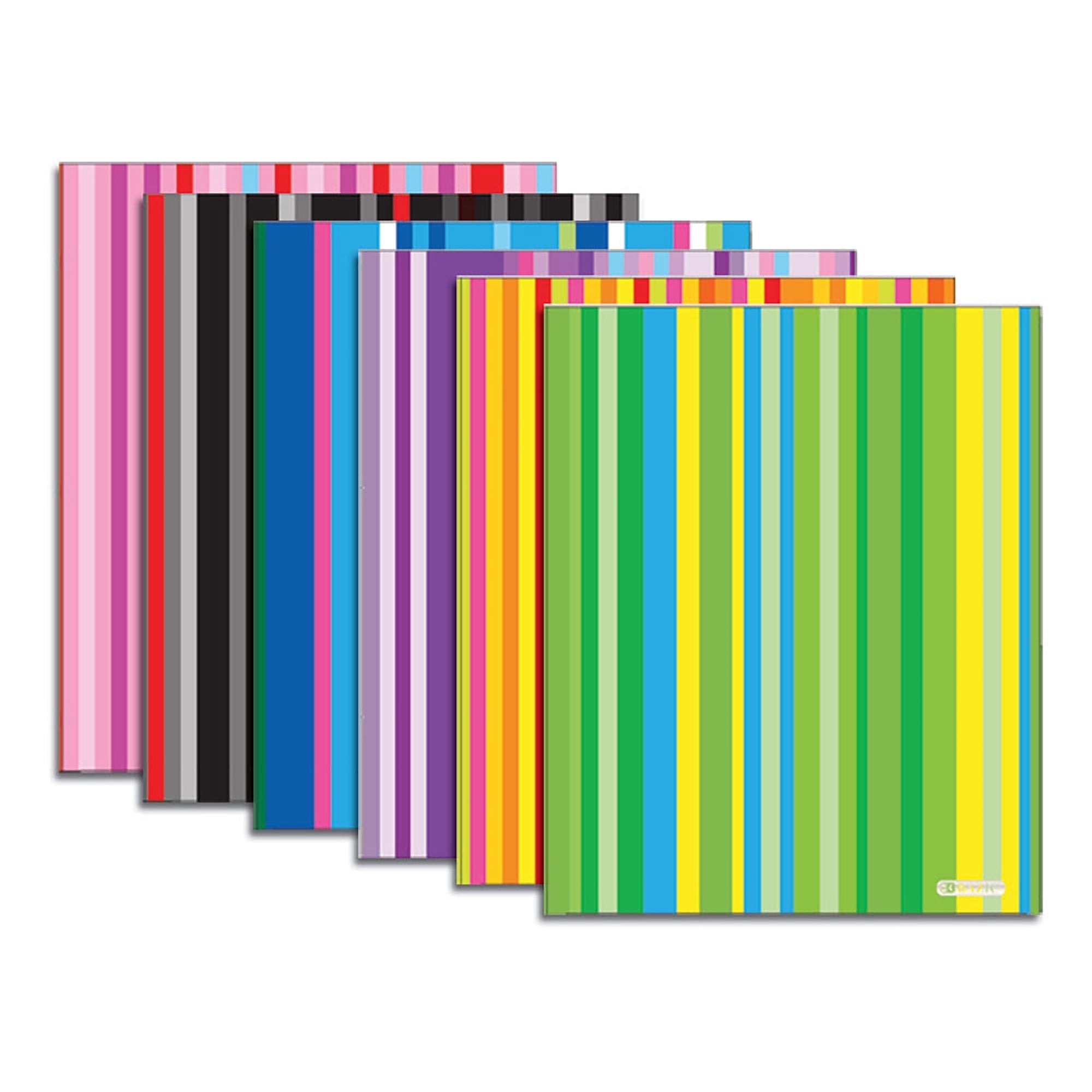 BAZIC 2 Pockets Poly Folder, Stripes Portfolio, Document Folders, 6-Pack