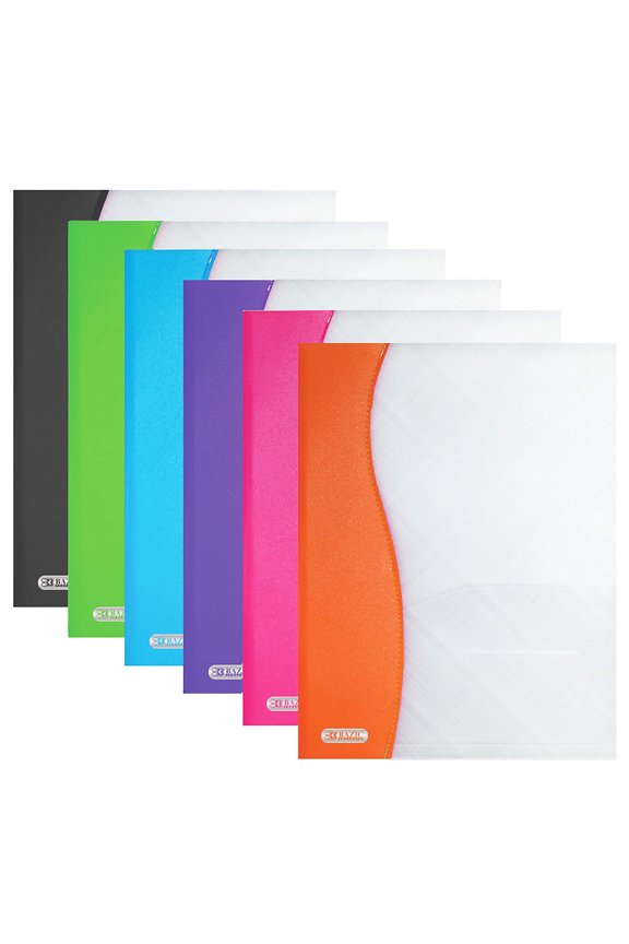 BAZIC 2 Pockets Poly Folder, Two Color Portfolio, Document Folders, 6-Pack