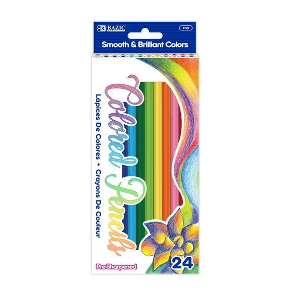 BAZIC 24 Colored Pencils, Set for Art Drawing Sketching, 12-Pack