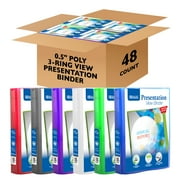 BAZIC 3 Ring Binder 1/2" Poly Presentation View Binders, 100 Sheets, 48-Count