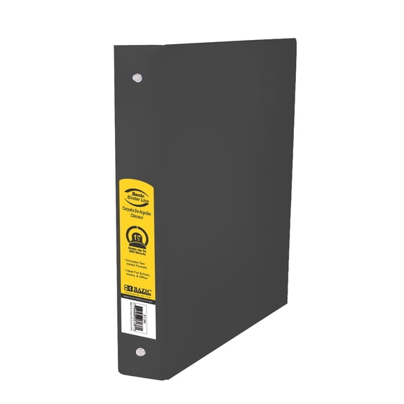 BAZIC 3 Ring Binder 1.5" Economy Binders Black, Hold 280 Sheets Paper, 1-Count