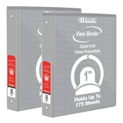 BAZIC 1 Grey 3-Ring View Binder, Round Ring, 2 Pockets