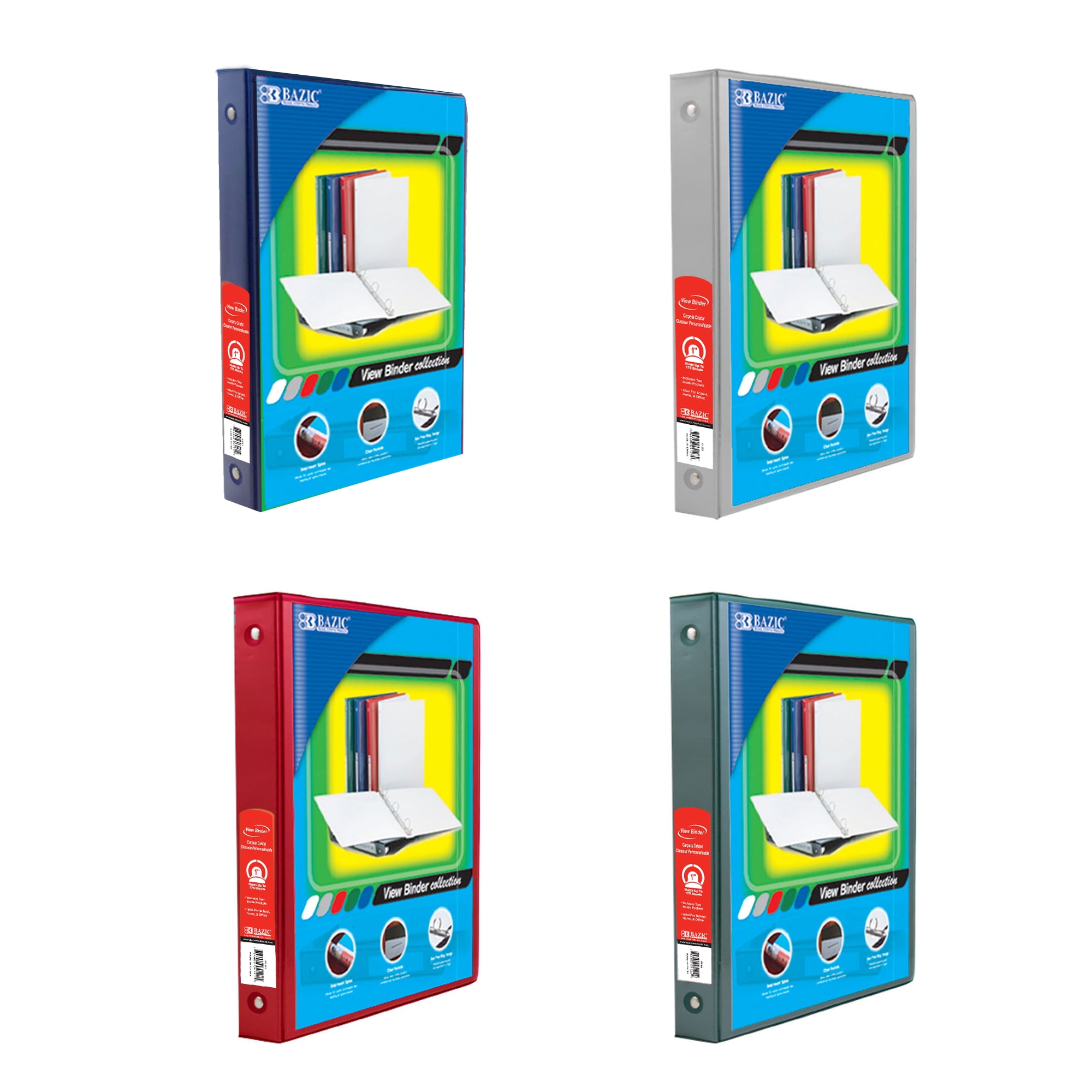 BAZIC 3 Ring Binder 1" Economy View Binders Hold 175 Sheets, 24Count