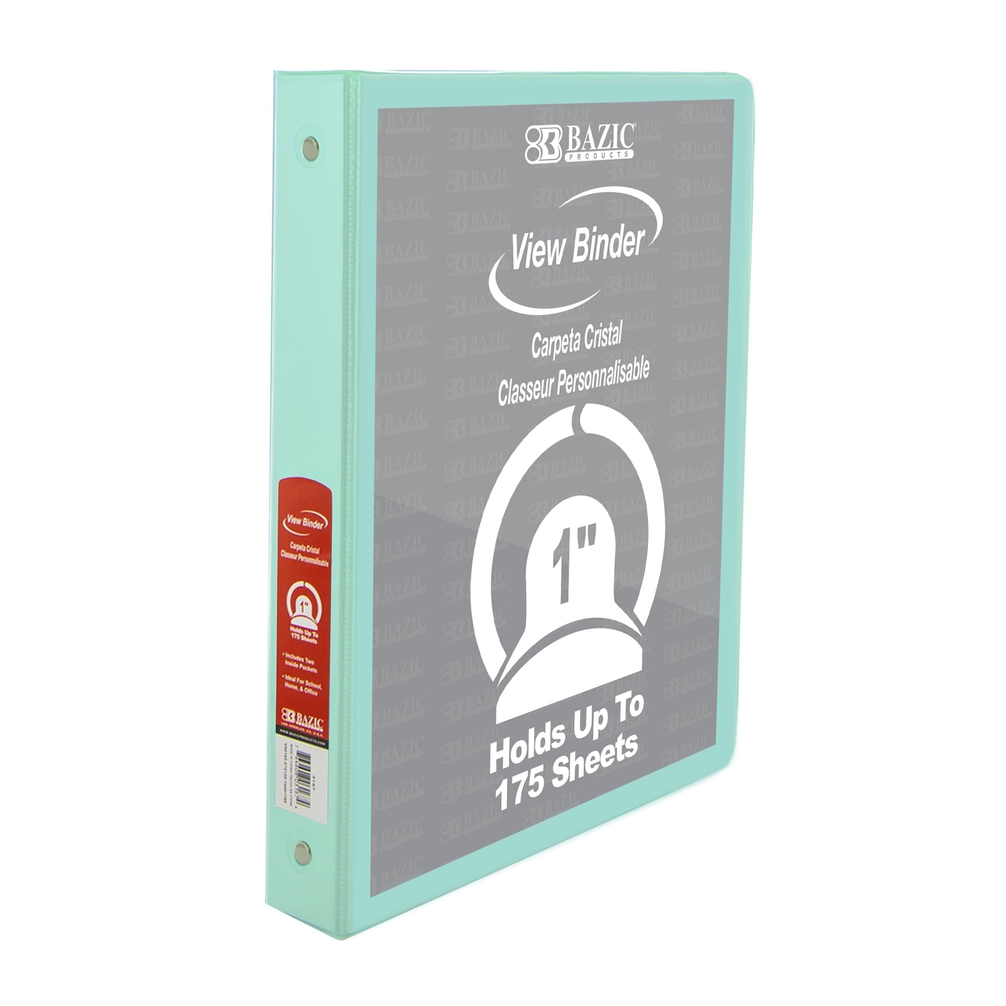 BAZIC 3 Ring Binder 1" Economy View Binders Pastel Green Color, Hold 175 Sheets, 1-Count