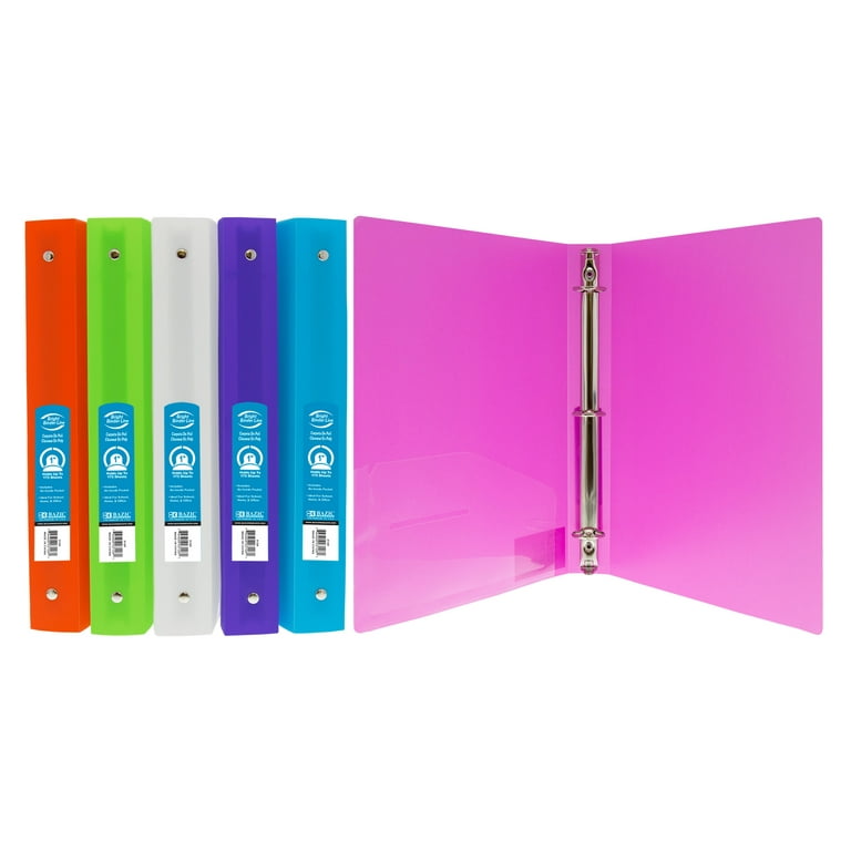 BAZIC 3 Ring Binder 1 Poly Binders Matte Color Soft Cover, 175 Sheets,  6-Count